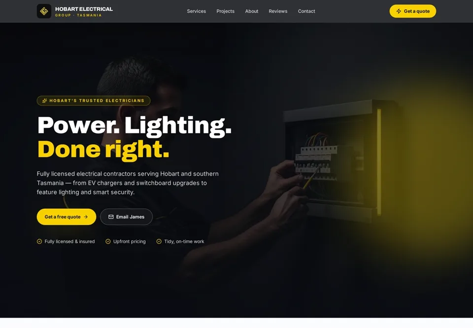 Hobart Electrical Group website preview