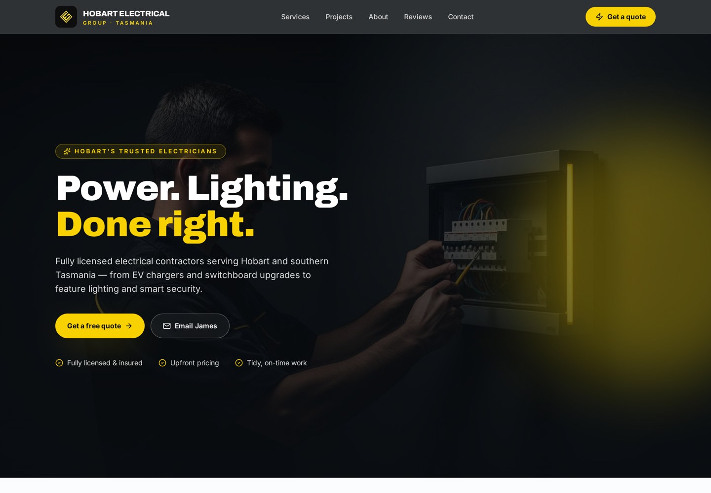 Hobart Electrical Group website preview