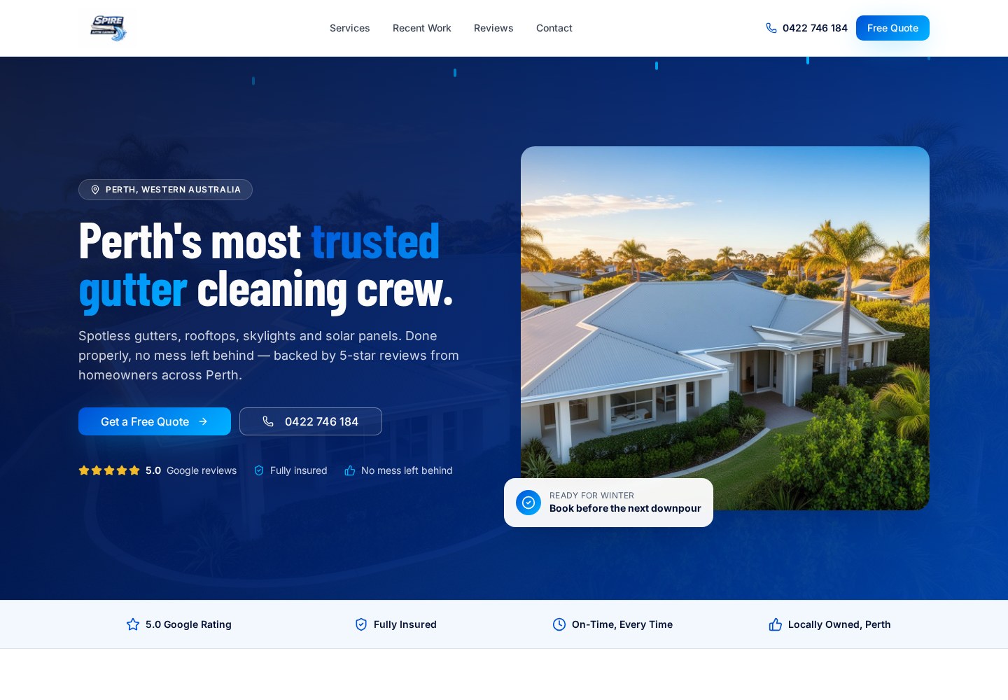 Spire Gutter Cleaning website preview